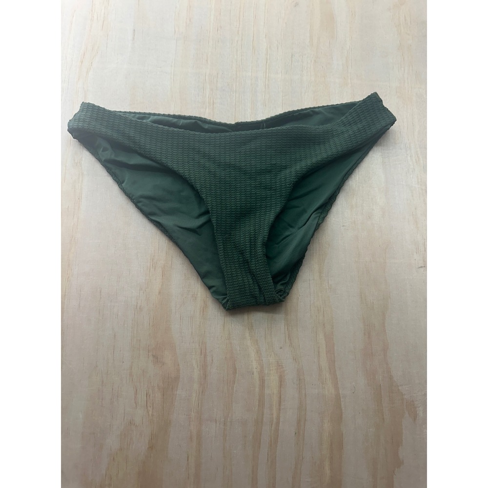 Becca by Rebecca‎ Virtue Green Textured Ruched Back Bikini Bottom Large 081586UT